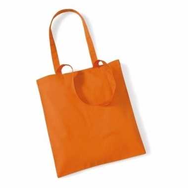 10x katoenen boodschappentasjes oranje 10 liter