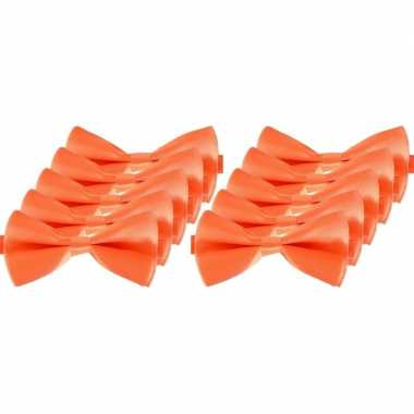 10x oranje verkleed vlinderstrikken/vlinderdassen 14 cm voor dames/heren