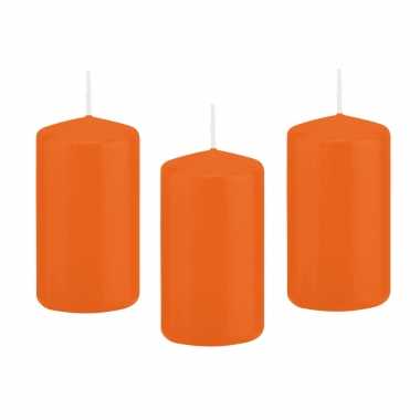 12x kaarsen oranje 5 x 10 cm 23 branduren sfeerkaarsen