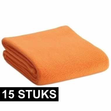 15x zachte plaids/dekentjes/kleedjes oranje 120 x 150 cm