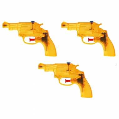 3x oranje transparant cowboy waterpistool 13 cm