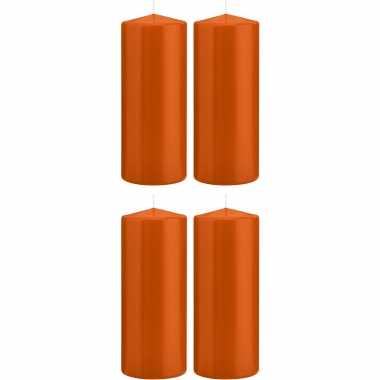 4x kaarsen oranje 8 x 20 cm 119 branduren sfeerkaarsen