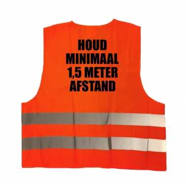 4x stuks oranje veiligheidsvest 1,5 meter afstand werkkleding voor volwassenen