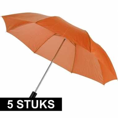 5x compacte paraplus oranje 93 cm