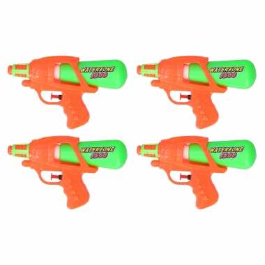 5x waterpistool/waterpistolen oranje/groen 20 cm