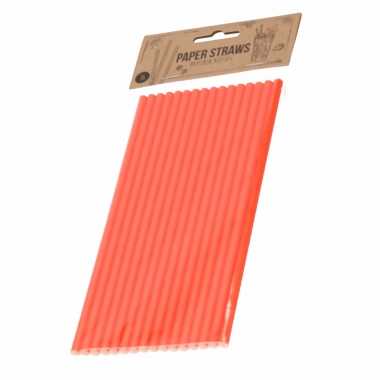 80x papieren cocktailrietjes oranje 19 cm
