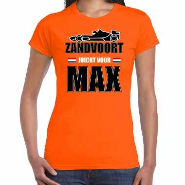Autocoureur / autosport supporter zandvoort juicht voor max t-shirt oranje voor dames