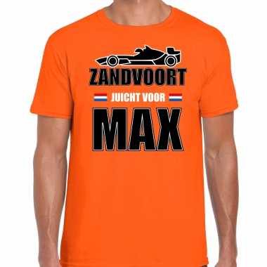 Autocoureur / autosport supporter zandvoort juicht voor max t-shirt oranje voor heren