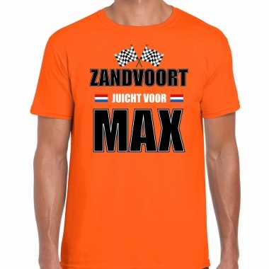 Autocoureur / autosport supporter zandvoort juicht voor max t-shirt oranje voor heren