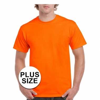 Grote maat neon oranje t-shirts voor volwassenen voordelig