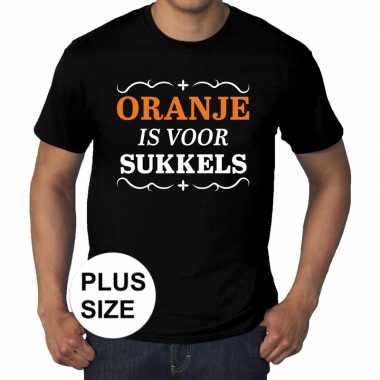 Grote maten zwart oranje is voor sukkels t-shirt heren