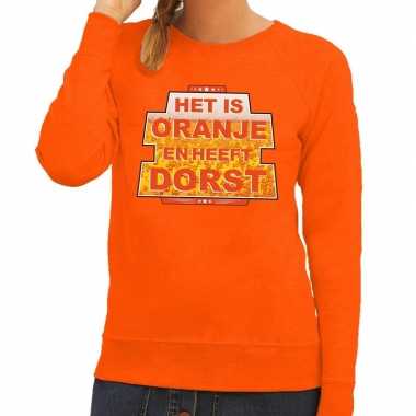 Het is oranje en heeft dorst sweater oranje dames