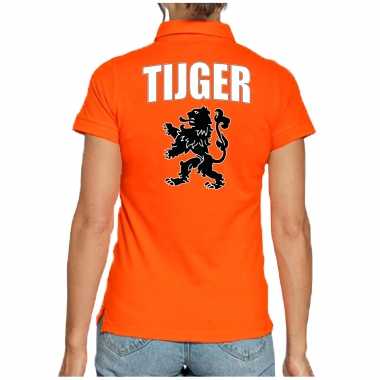 Holland fan polo t-shirt tijger oranje met leeuw voor dames