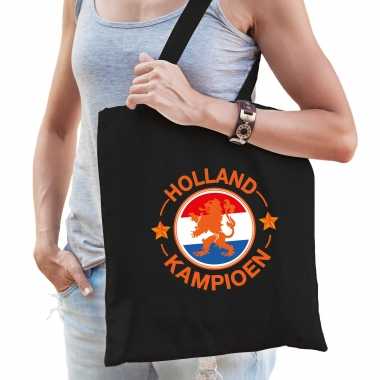 Holland kampioen leeuw oranje supporter tas zwart voor dames en heren - ek/ wk voetbal / koningsdag