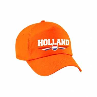 Nederland holland landen pet baseball cap oranje voor kinderen