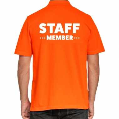 Oranje event staff meber polo shirt voor heren