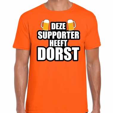 Oranje fan bier shirt / kleding deze supporter heeft dorst heren