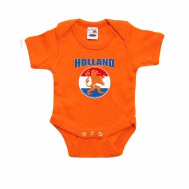 Oranje fan romper / kleding holland met oranje leeuw koningsdag/ ek/ wk voor babys