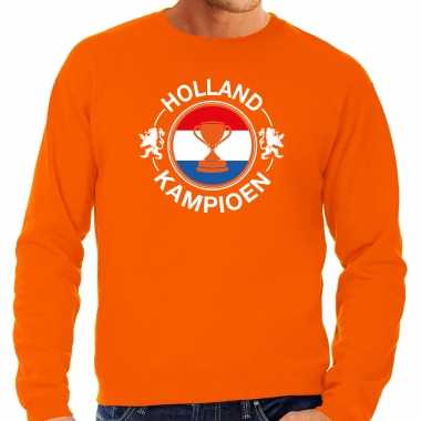 Oranje fan sweater / trui holland holland kampioen met beker ek/ wk voor heren