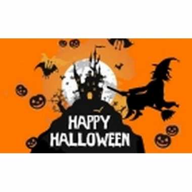 Oranje happy halloween vlag