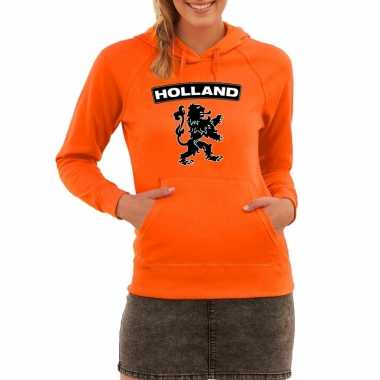 Oranje hooded sweater holland leeuw voor dames