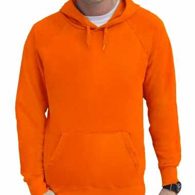 Oranje hoodie / sweater raglan met capuchon heren voor koningsdag / ek / wk supporter
