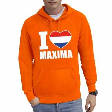 Oranje i love maxima hooded sweater heren