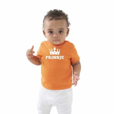 Prinsje t-shirt oranje koningsdag baby/peuter voor jongens