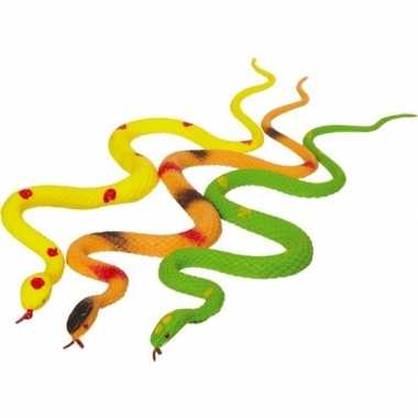 Rubberen dieren slang oranje 55 cm