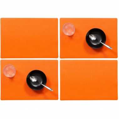 Set van 10x stuks stevige luxe tafel placemats plain oranje 30 x 43 cm