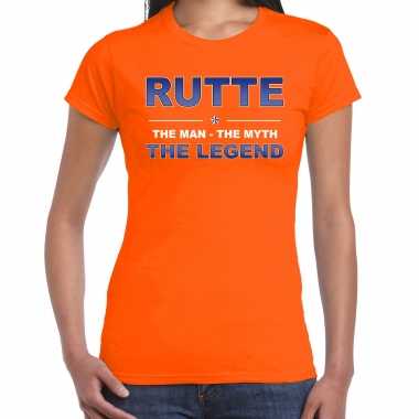 The man, the myth the legend rutte naam t-shirt oranje voor dames