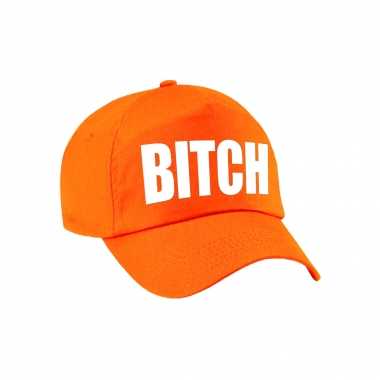Verkleed bitch pet / cap oranje voor dames en heren