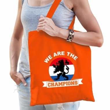 We are the champions supporter tas oranje voor dames en heren - ek/ wk voetbal / koningsdag