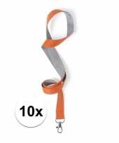 10 lanyards oranje grijs 2 x 50 cm