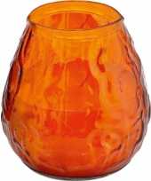 1x kaars in oranje glazen houder 48 branduren