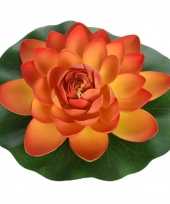1x oranje waterlelie kunstbloemen vijverdecoratie 26 cm