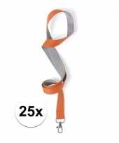 25 oranje grijze lanyards 55 cm