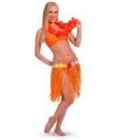 2x stuks oranje hawaii party verkleed rokje