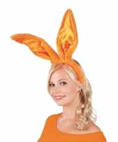 2x stuks oranje konijnen hazen oren op diadeem voor volwassenen