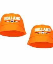 2x stuks oranje supporter koningsdag vissershoedje holland voor oranje fans