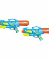 2x waterpistool waterpistolen blauw oranje 50 cm