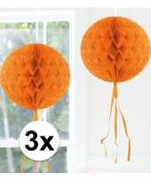 3x honeycomb ballen oranje 30 cm