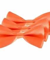 3x oranje verkleed vlinderstrikken vlinderdassen 14 cm voor dames heren
