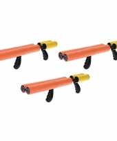 3x oranje waterpistool waterpistolen van foam 40 cm met handvat en dubbele spuit