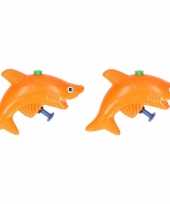 3x stuks speelgoed waterpistooltjes haai oranje 9 cm