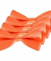 4x oranje verkleed vlinderstrikken vlinderdassen 14 cm voor dames heren