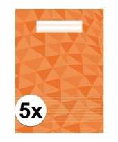 5 x schoolspullen schrift a4 gelinieerd oranje