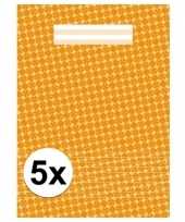 5x schoolspullen schrift a4 gelinieerd oranje