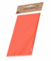 96x papieren cocktailrietjes oranje 19 cm