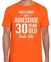 Awesome 30 year verjaardag cadeau t-shirt oranje voor heren